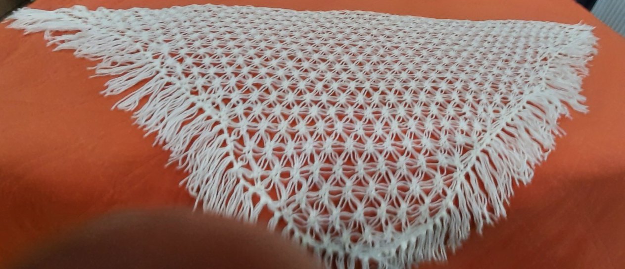 El örgüsü beyaz şal - Görsel 3