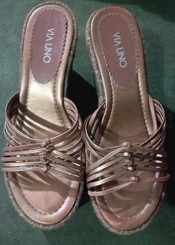 Bej Kadın Dolgu Topuklu Sandalet - Görsel 2