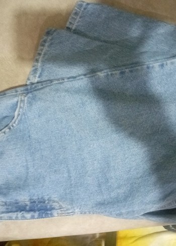 Düğmeli Mavi Kadın Midi Kot Pantolon - Görsel 4