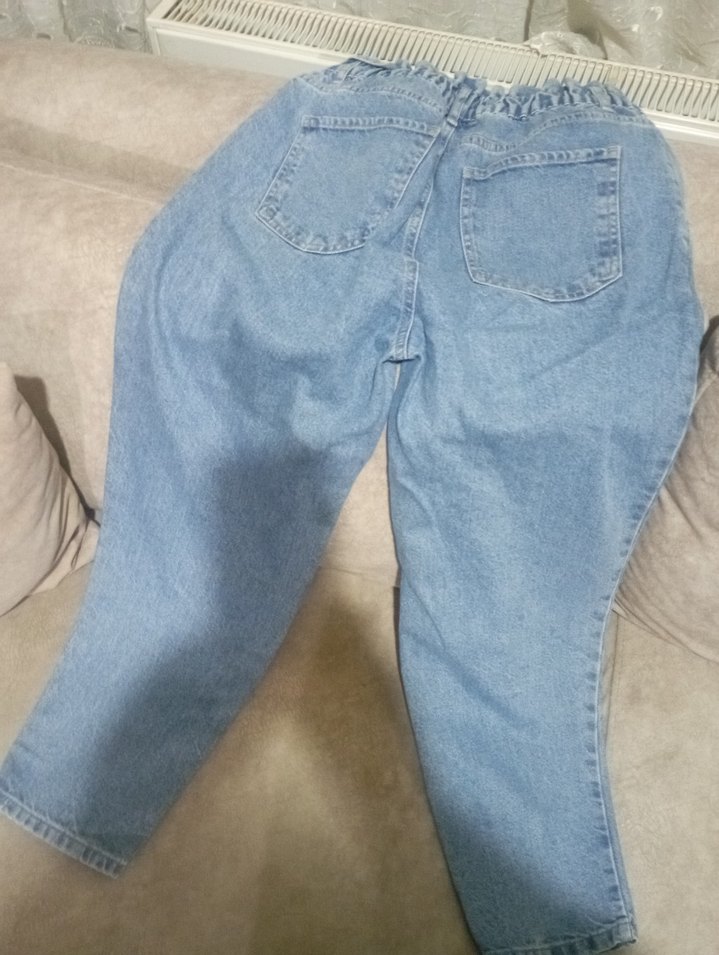 Düğmeli Mavi Kadın Midi Kot Pantolon - Görsel 3