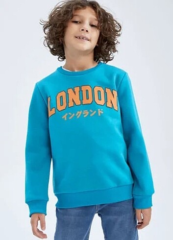 5 Yaş Beden mavi Renk DeFacto Erkek Çocuk Sweatshirt