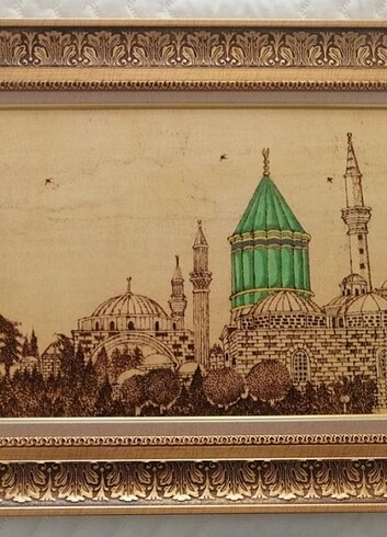 Ahşap yakma Mevlana Türbesi 46x58