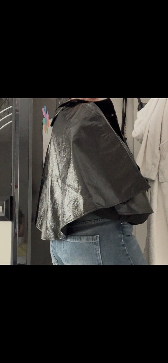 Siyah Parlak Deri Kısa Kollu Kadın Ceket - Görsel 2