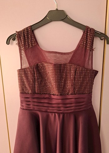 Bordo Uzun Abiye Elbise - Görsel 3