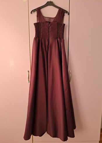 Bordo Uzun Abiye Elbise - Görsel 2