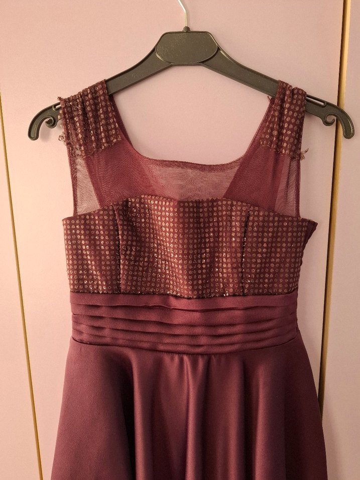 Bordo Uzun Abiye Elbise - Görsel 3