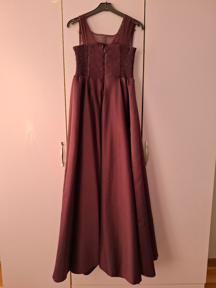 Bordo Uzun Abiye Elbise - Görsel 2