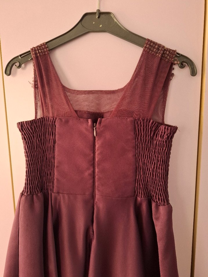 Bordo Uzun Abiye Elbise - Görsel 4