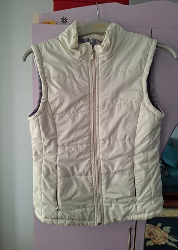 Beyaz Fermuarlı Kadın Yelek - Görsel 2