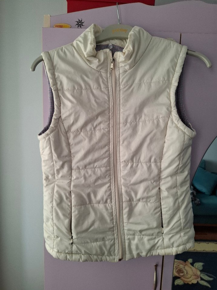 Beyaz Fermuarlı Kadın Yelek - Görsel 2