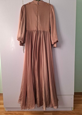 Soğan Kabuğu Vintage Uzun Abiye Elbise - Görsel 4