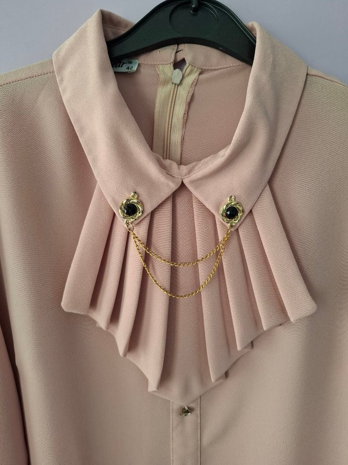 Pudra Pembe Düğmeli Kadın Gömlek - Görsel 4