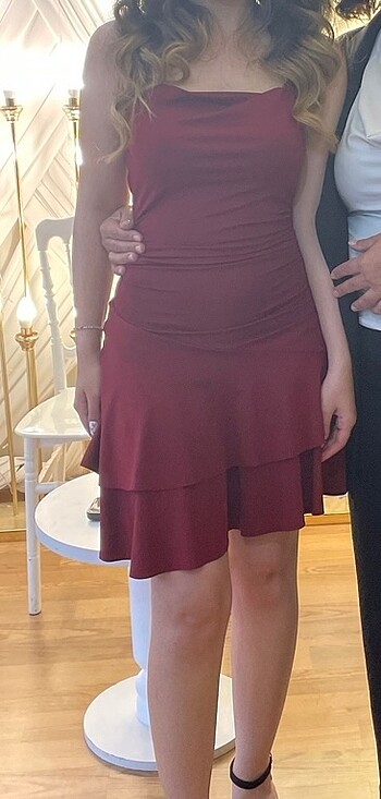 xs Beden bordo Renk shein mini elbise