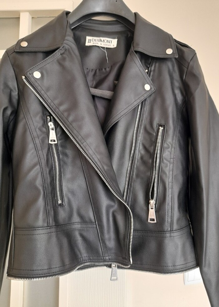 Kısa deri mont - Görsel 1