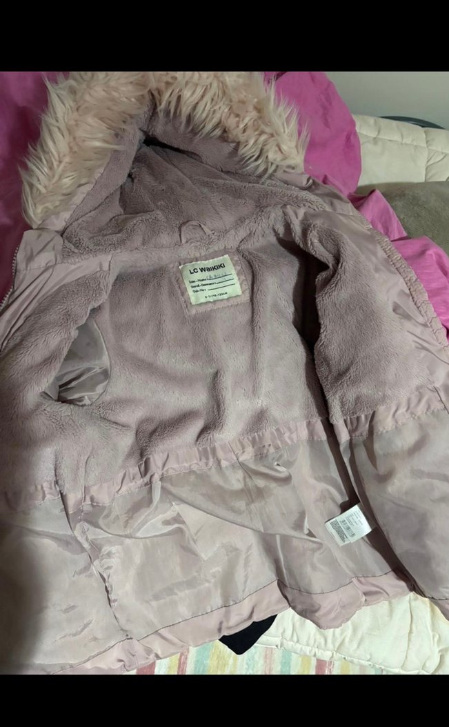 Kız Çocuk  toz pembe Fermuarlı Mont - Görsel 3