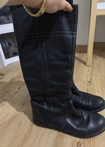 Deri Kadın Dizüstü Topuklu Kemerli Bot - Görsel 2