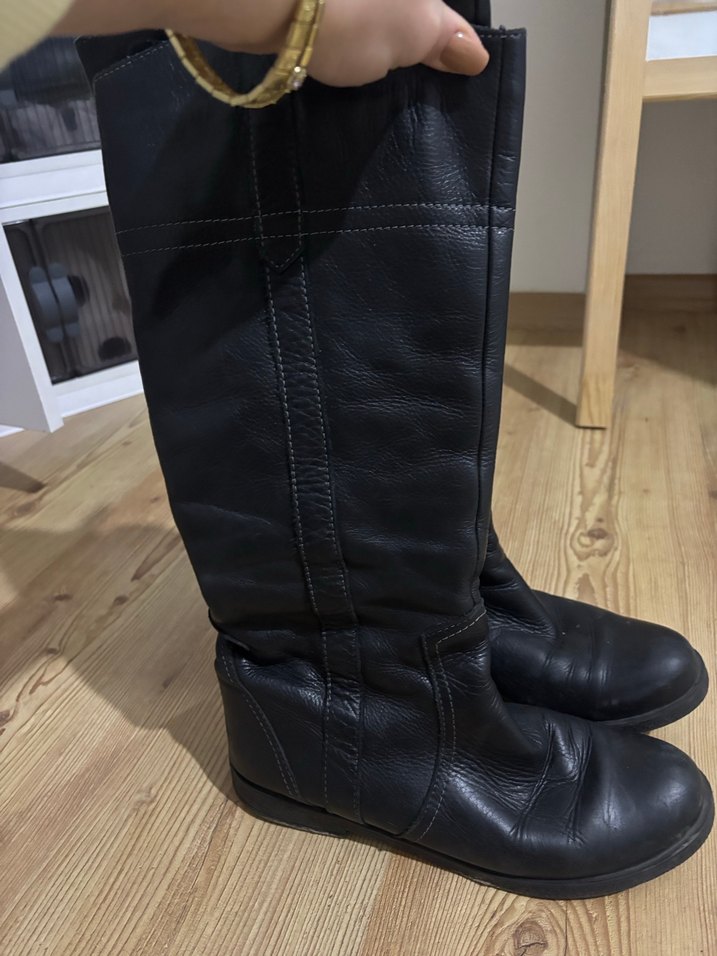 Deri Kadın Dizüstü Topuklu Kemerli Bot - Görsel 2