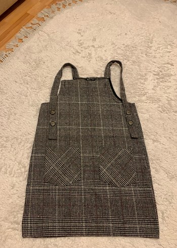 Kareli Kahverengi Gri tulum salopet - Görsel 2