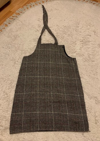 Kareli Kahverengi Gri tulum salopet - Görsel 3