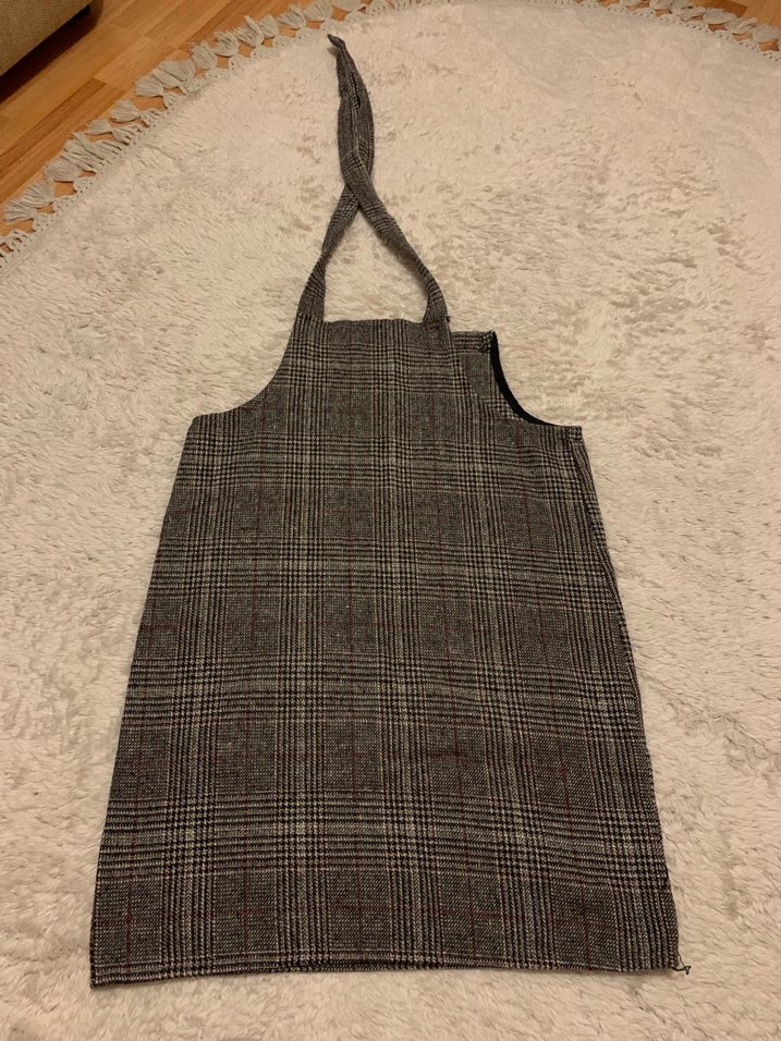 Kareli Kahverengi Gri tulum salopet - Görsel 3