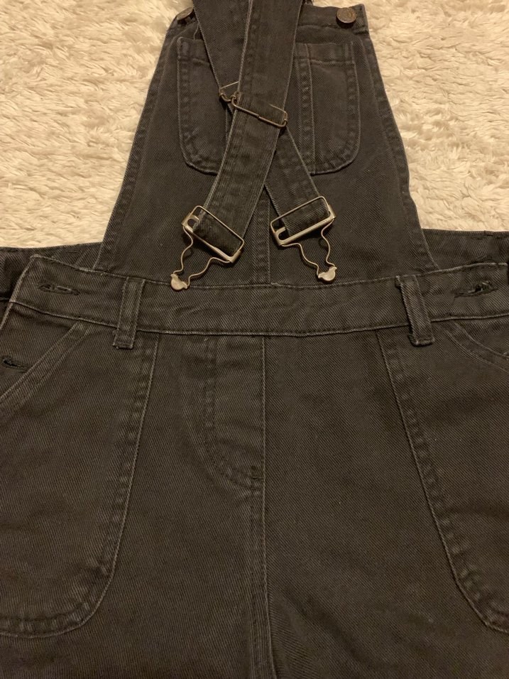 Siyah Denim Mini Kısa Tulum - Görsel 2