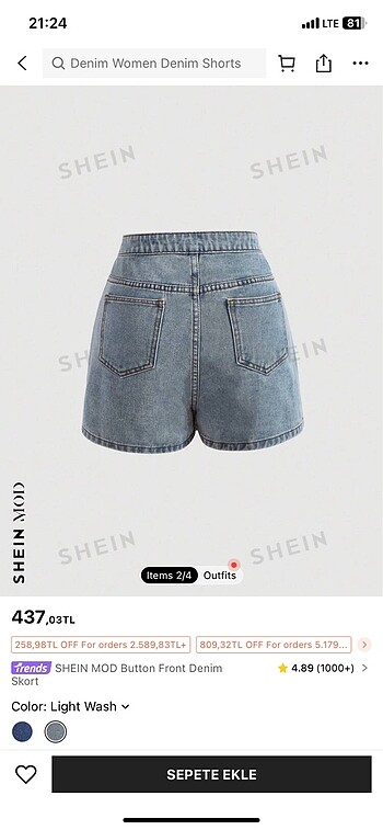 Sheinside SHEIN marka jean şort etek