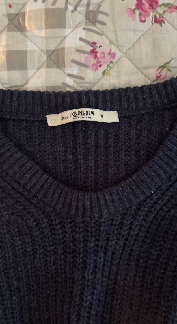 Siyah Örgü Kadın Kazak, Yuvarlak Yaka, Rahat Kesim - Görsel 2