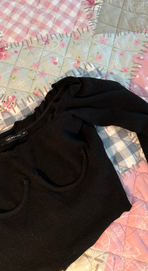 Siyah Triko Uzun Kollu Kadın Bluz - Görsel 3