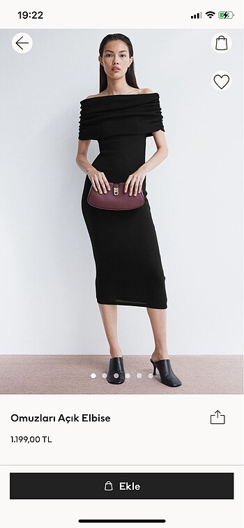 H&M kayık yaka elbise