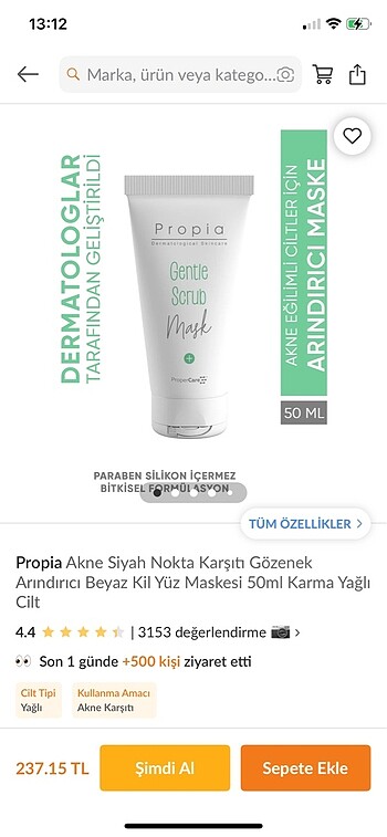 Propia yüz maskesi