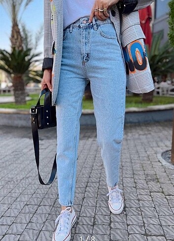 Kadın mom jeans kot pantolon 