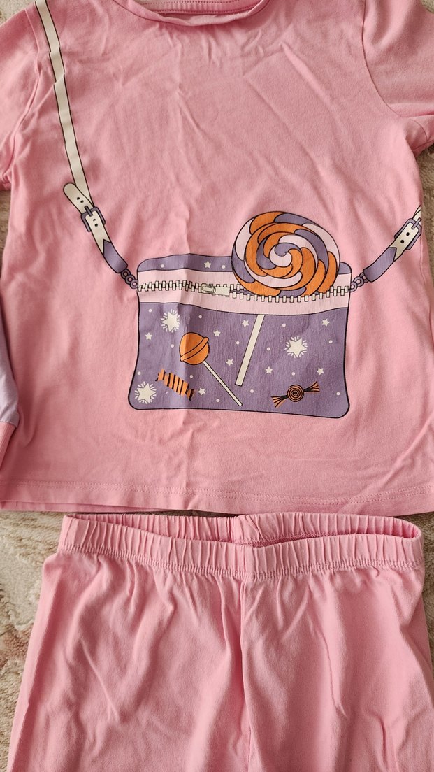 Kız Çocuk Pijama Takımı Uzun Kollu Pamuk - Görsel 2