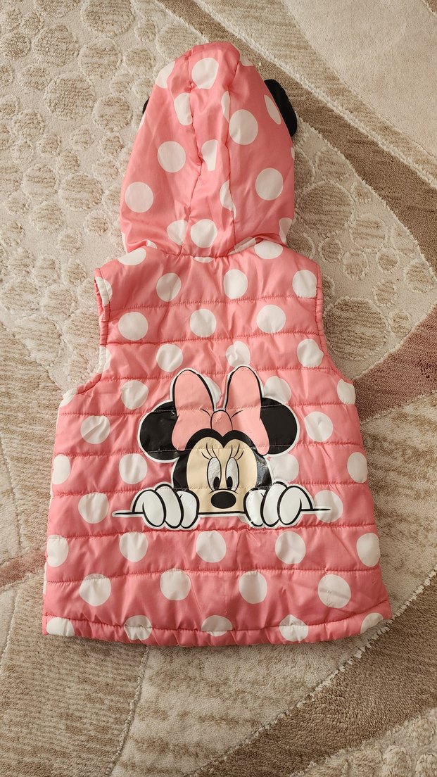 Kız Çocuk Kapüşonlu Pembe Nakışlı Yelek - Görsel 2