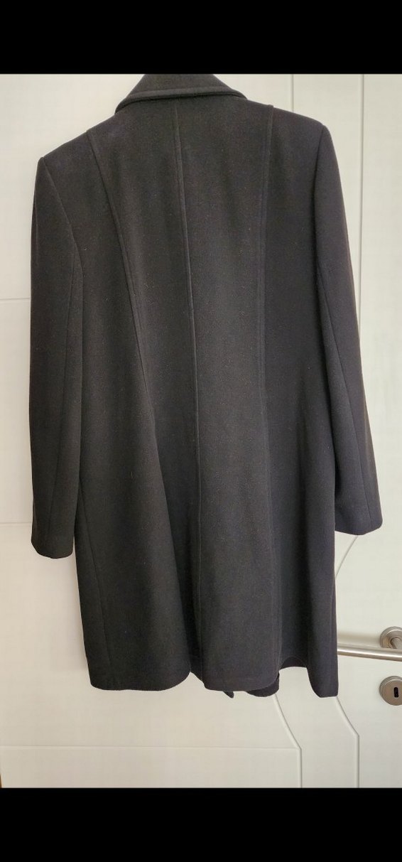 Düğmeli Siyah Midi Kadın Yün Kaban - Görsel 4