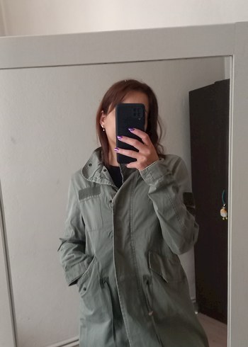 Bershka Kadın Haki Parka Ceket - Görsel 3