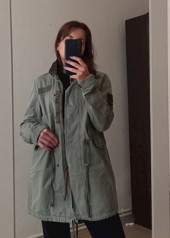 Bershka Kadın Haki Parka Ceket - Görsel 5