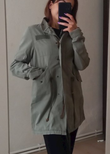 Bershka Kadın Haki Parka Ceket - Görsel 4