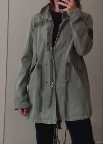 Bershka Kadın Haki Parka Ceket - Görsel 6