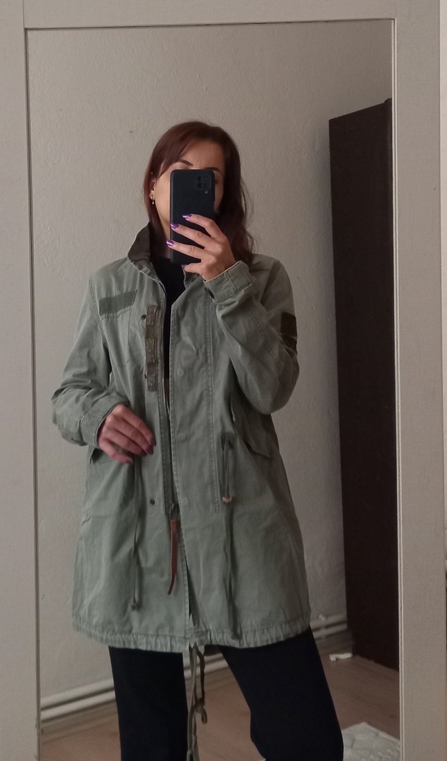 Bershka Kadın Haki Parka Ceket - Görsel 5