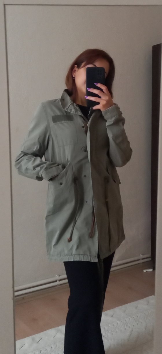 Bershka Kadın Haki Parka Ceket - Görsel 4