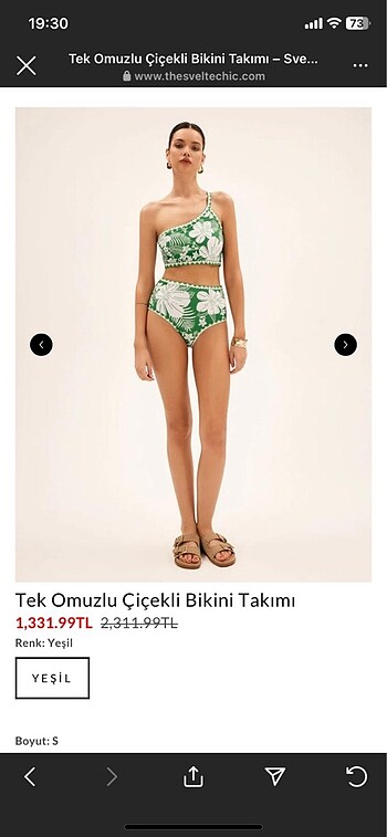 Tek omuzlu çiçekli bikini takımı