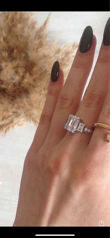 Emerald cut gümüş yüzük
