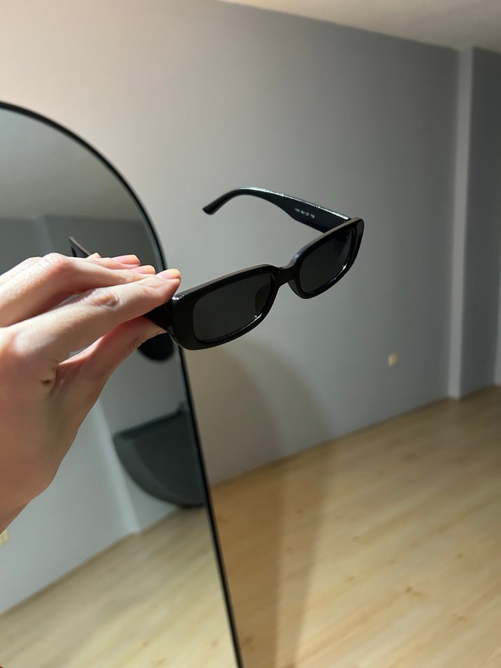 Siyah Minimalist Dikdörtgen gözlük - Görsel 3