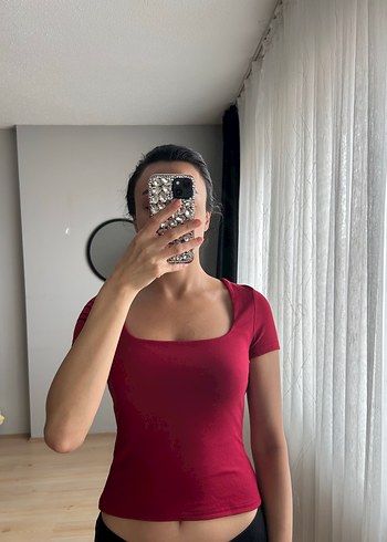 Bordo Kısa Kollu bluz
