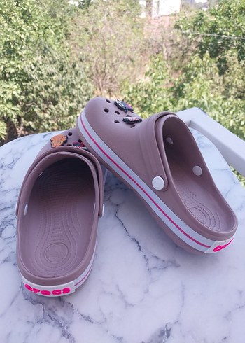 40 Beden kahverengi Renk Crocs Kadın Kahverengi Velcro Terlik