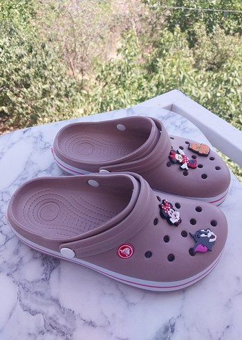 40 Beden Crocs Kadın Kahverengi Velcro Terlik