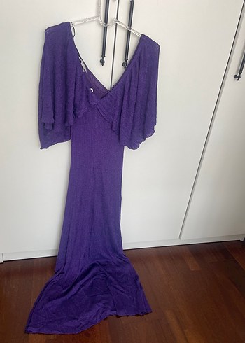 Zara Mor V YakaUzun pliseli hafif simli triko Kadın Abiye ve günlük
