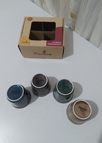 Porline 4'lü Renkli Porselen Espresso Fincan Seti - Görsel 5