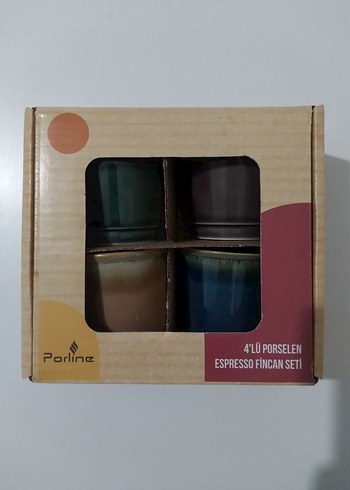 Porline 4'lü Renkli Porselen Espresso Fincan Seti - Görsel 2