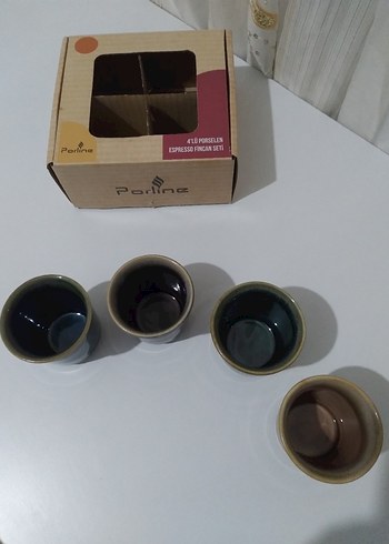 Porline 4'lü Renkli Porselen Espresso Fincan Seti - Görsel 4